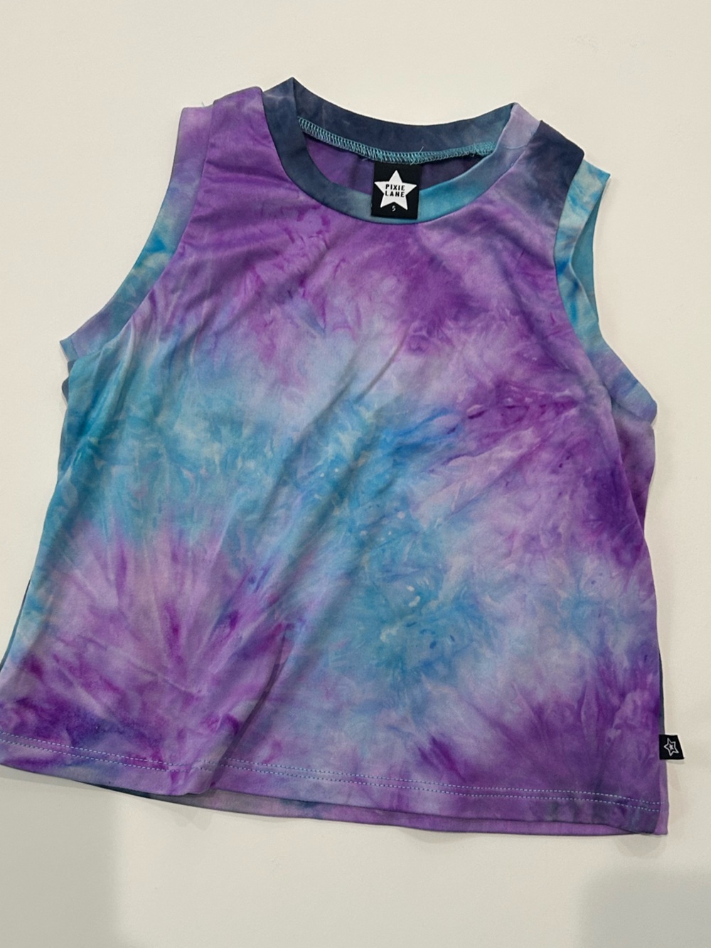 Pixielane Swing style Tie-Dye Purple & Blue Kids Tank Top - Size 5